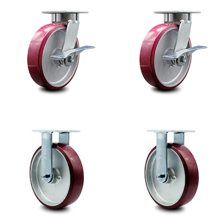 Service Caster 8 Inch Kingpinless Poly on Aluminum Wheel Caster Brakes 2 Rigid SCC, 2PK SCC-KP30S820-PAR-SLB-2-R-2